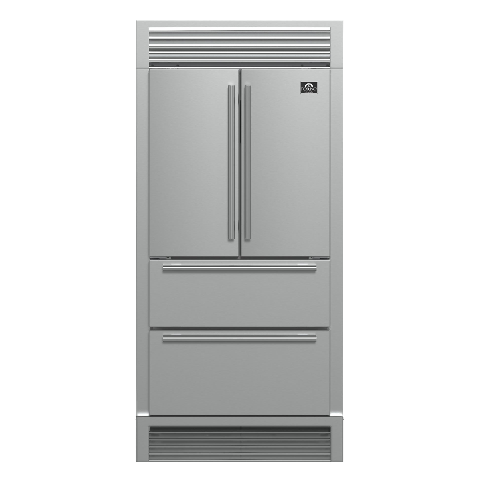 Forno Moena 40-Inch French Door Refrigerator, Stainless Steel, 19.2 cu.ft, Decorative Grill, ENERGY STAR Certified - Forno Appliances
