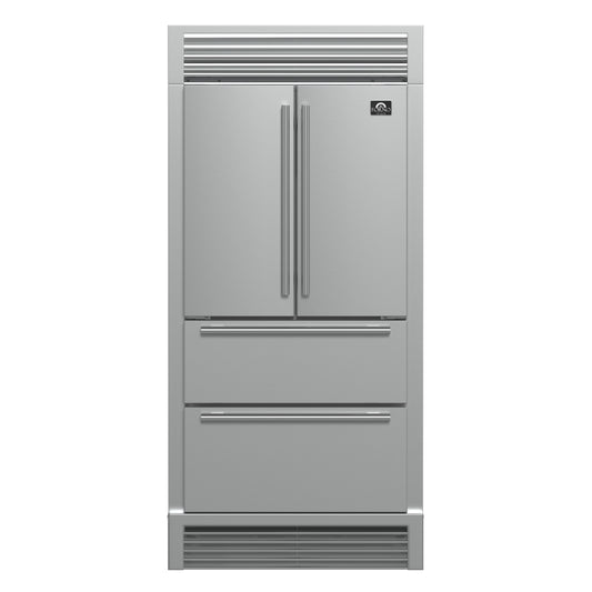 Forno Moena 40-Inch French Door Refrigerator, Stainless Steel, 19.2 cu.ft, Decorative Grill, ENERGY STAR Certified - Forno Appliances