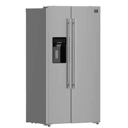 Forno Salerno 36-Inch Side-by-Side Stainless Steel Refrigerator, 20 cu.ft, ENERGY STAR Certified - Forno Appliances