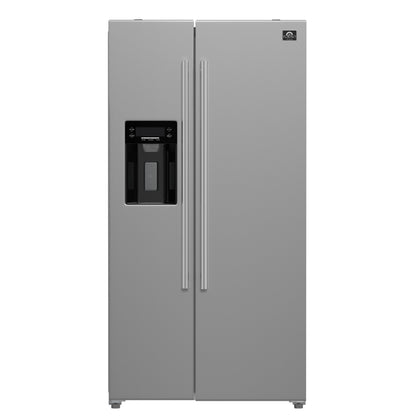 Forno Salerno 36-Inch Side-by-Side Stainless Steel Refrigerator, 20 cu.ft, ENERGY STAR Certified - Forno Appliances
