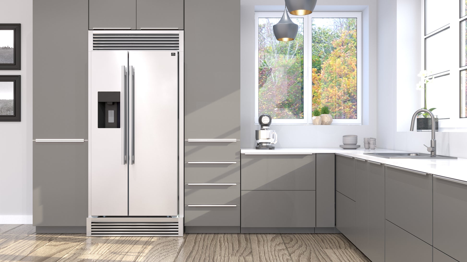 Forno Salerno 40-Inch Built-In Stainless Steel Refrigerator, 20 cu.ft, Modern Decorative Grill, ENERGY STAR Certified - Forno Appliances