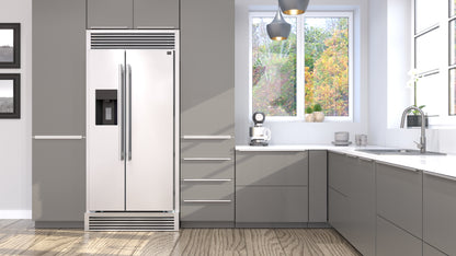 Forno Salerno 40-Inch Built-In Stainless Steel Refrigerator, 20 cu.ft, Modern Decorative Grill, ENERGY STAR Certified - Forno Appliances