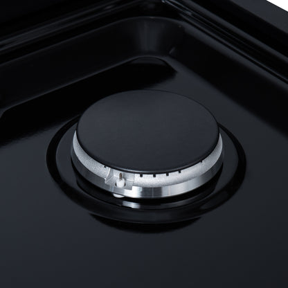 Valente 48" Gas Cooktop in Black, 8 Sealed burners, 94,000 BUT Output, 2 Antique Brass Dual-Ring Burners, Continuous Cast Iron Grates - Forno Appliances