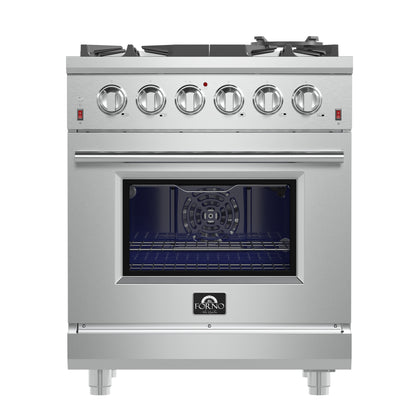 Forno Massimo 30-Inch Freestanding Gas Range, 5 Burners, True Convection Oven - Forno Appliances