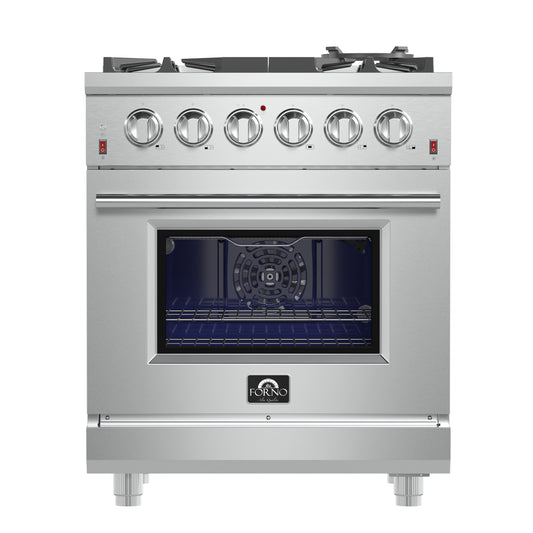 Forno Massimo 30-Inch Freestanding Gas Range, 5 Burners, True Convection Oven - Forno Appliances