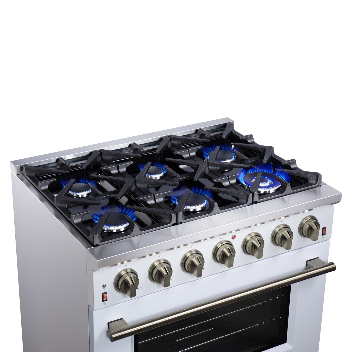 Cuisinière à gaz autoportante blanche Forno Massimo de 36 pouces, 6 brûleurs scellés, four à convection, économe en énergie