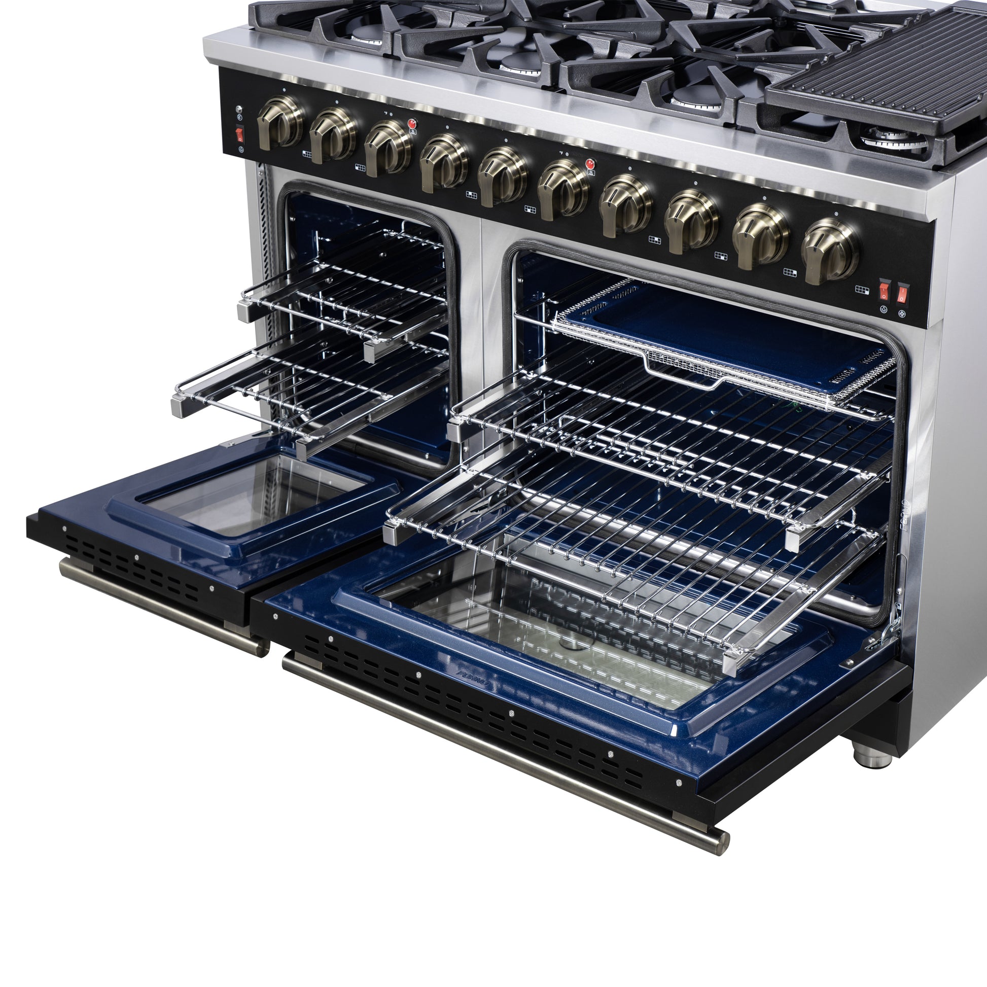 Forno Massimo 48-Inch Black Freestanding Gas Range, 8 Burners, True Convection Oven - Forno Appliances
