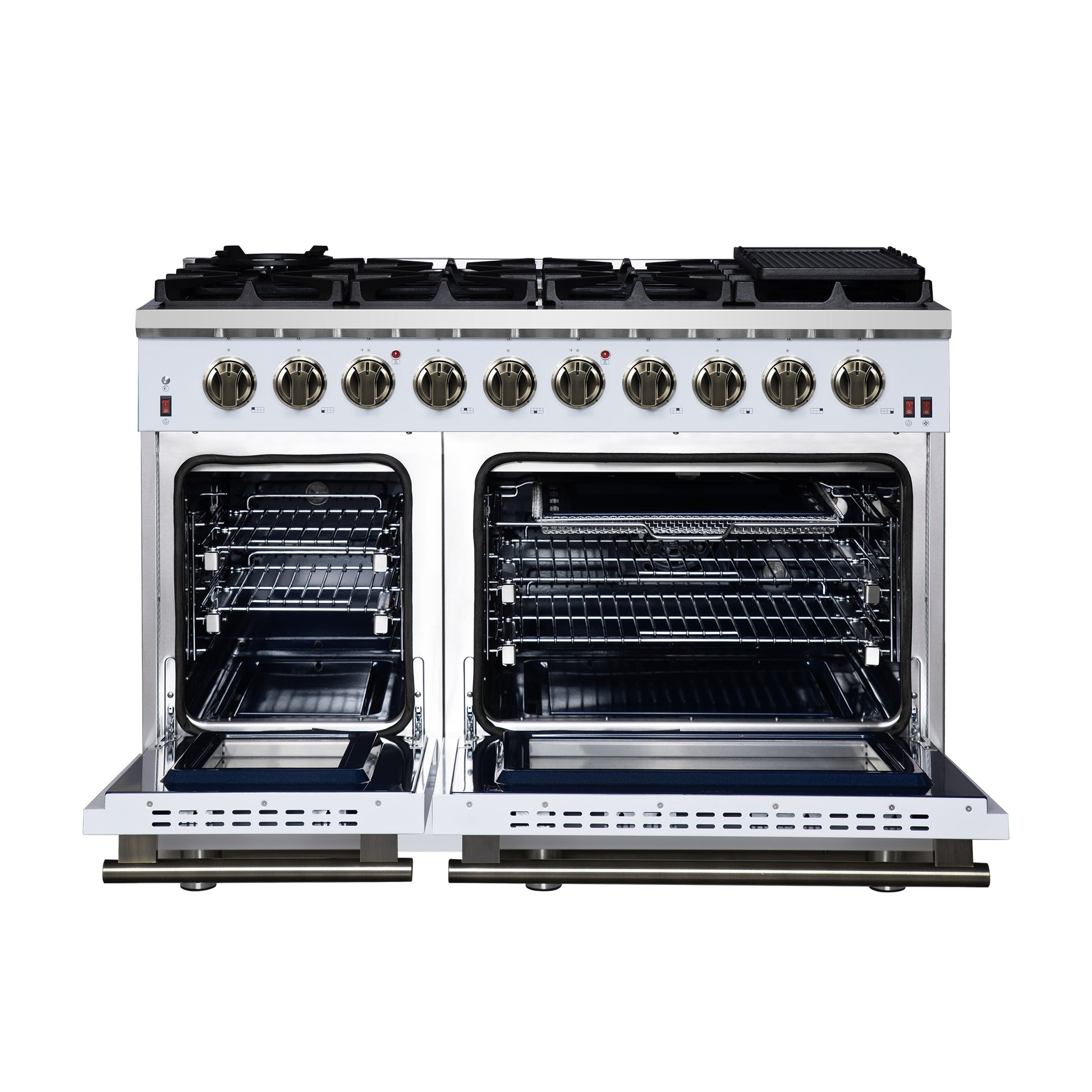 Forno Massimo 48-Inch White Freestanding Gas Range, 8 Burners, True Convection Oven - Forno Appliances
