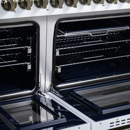 Forno Massimo 48-Inch White Freestanding Gas Range, 8 Burners, True Convection Oven - Forno Appliances