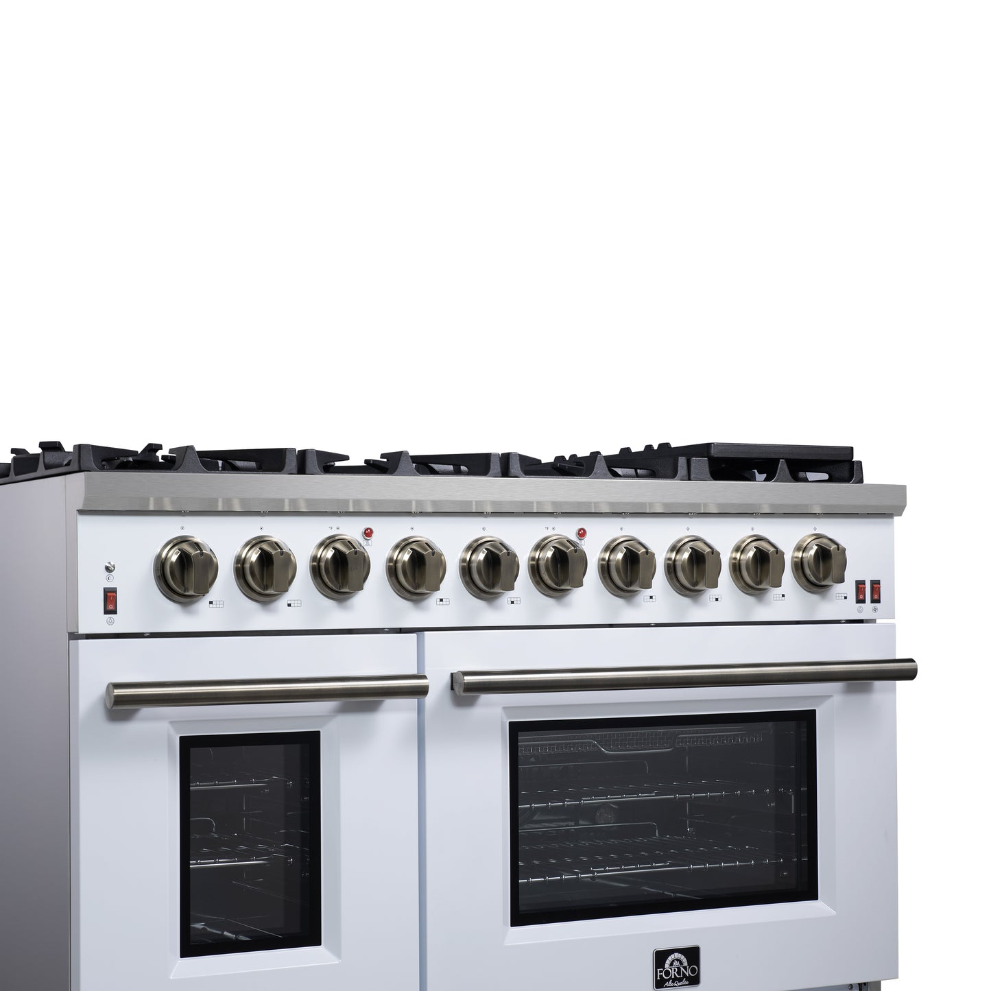 Forno Massimo 48-Inch White Freestanding Gas Range, 8 Burners, True Convection Oven - Forno Appliances