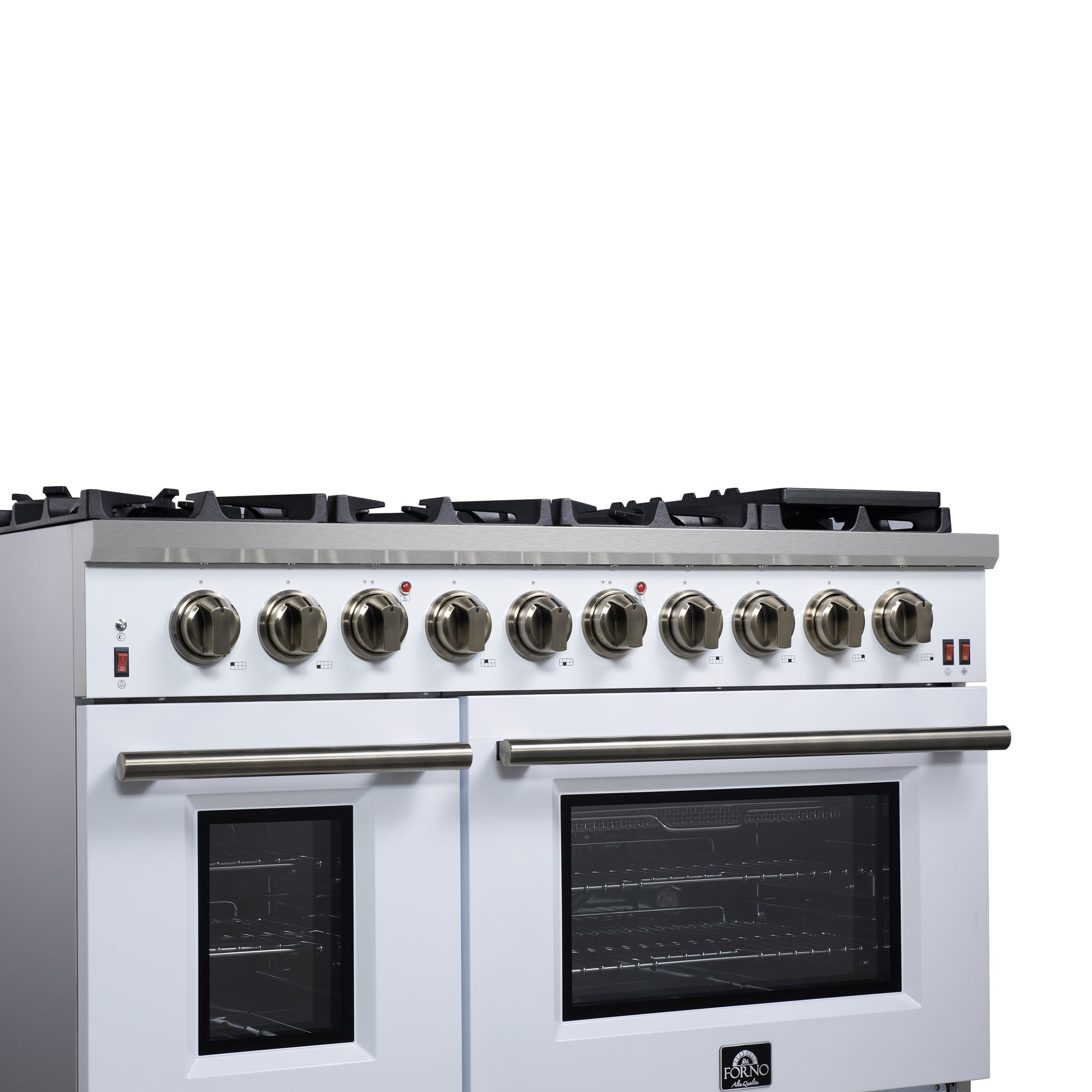 Forno Massimo 48-Inch White Freestanding Gas Range, 8 Burners, True Convection Oven - Forno Appliances