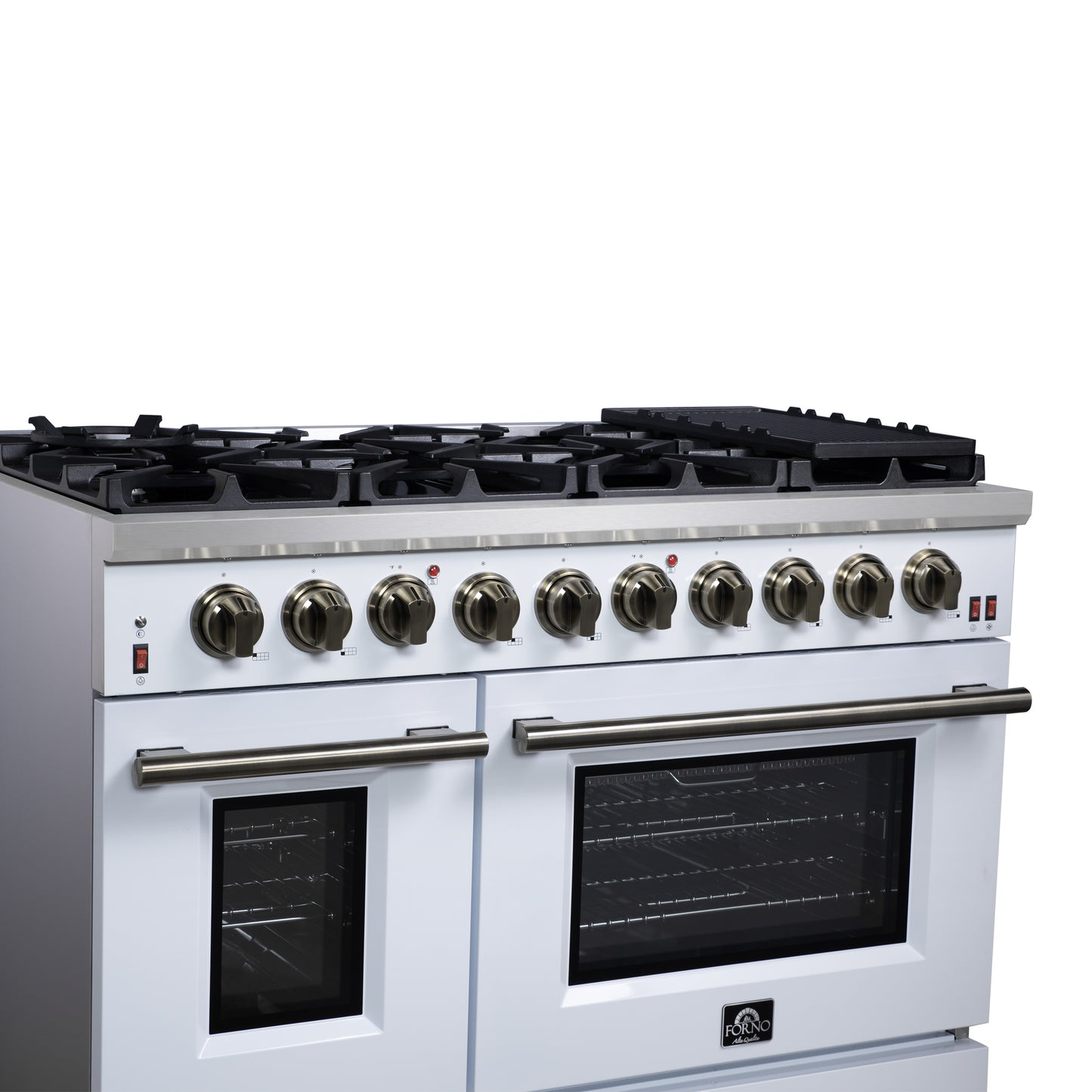 Forno Massimo 48-Inch White Freestanding Gas Range, 8 Burners, True Convection Oven - Forno Appliances