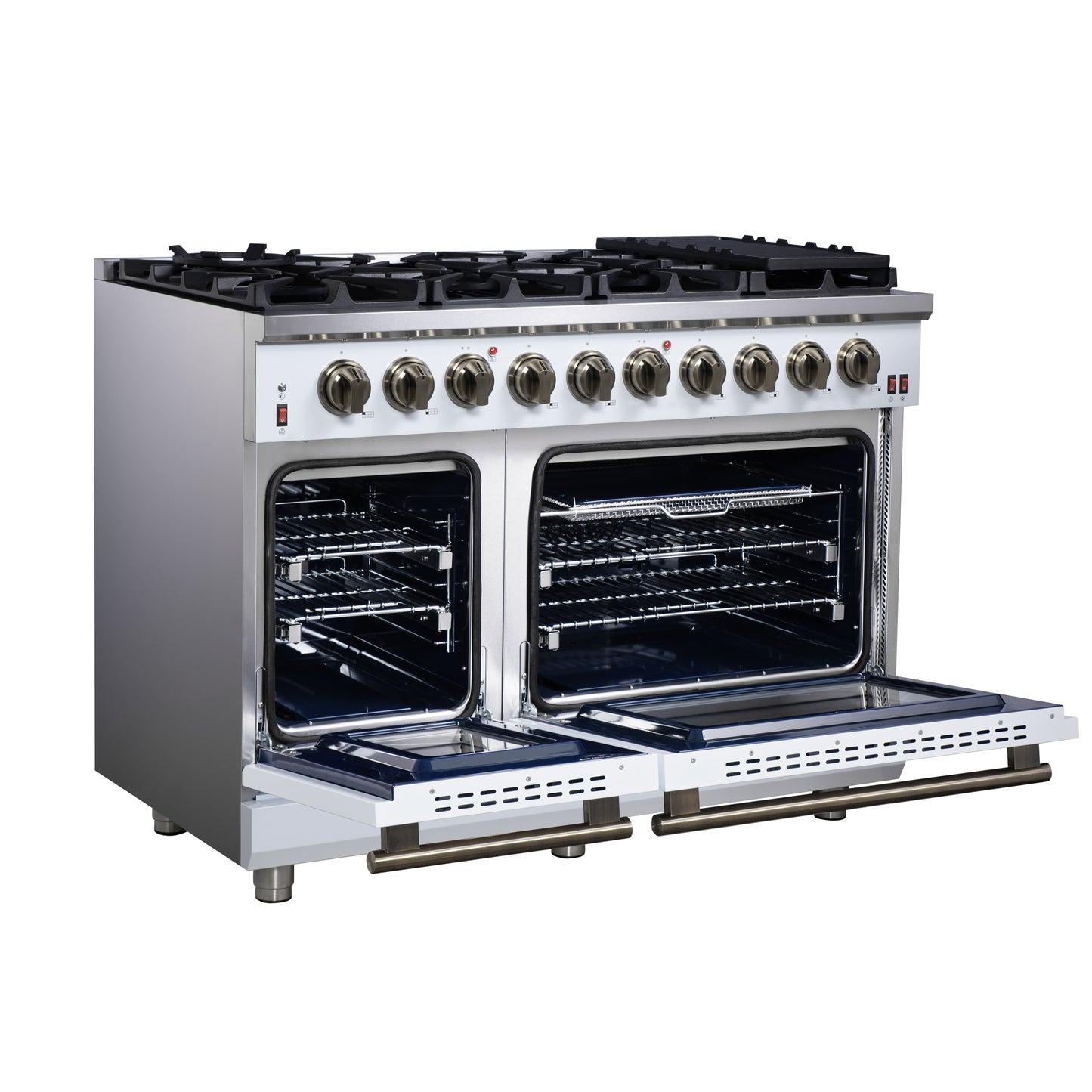 Forno Massimo 48-Inch White Freestanding Gas Range, 8 Burners, True Convection Oven - Forno Appliances