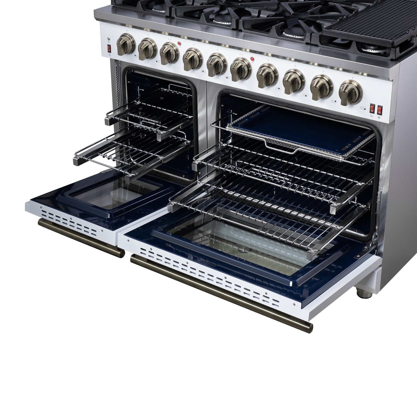 Forno Massimo 48-Inch White Freestanding Gas Range, 8 Burners, True Convection Oven - Forno Appliances