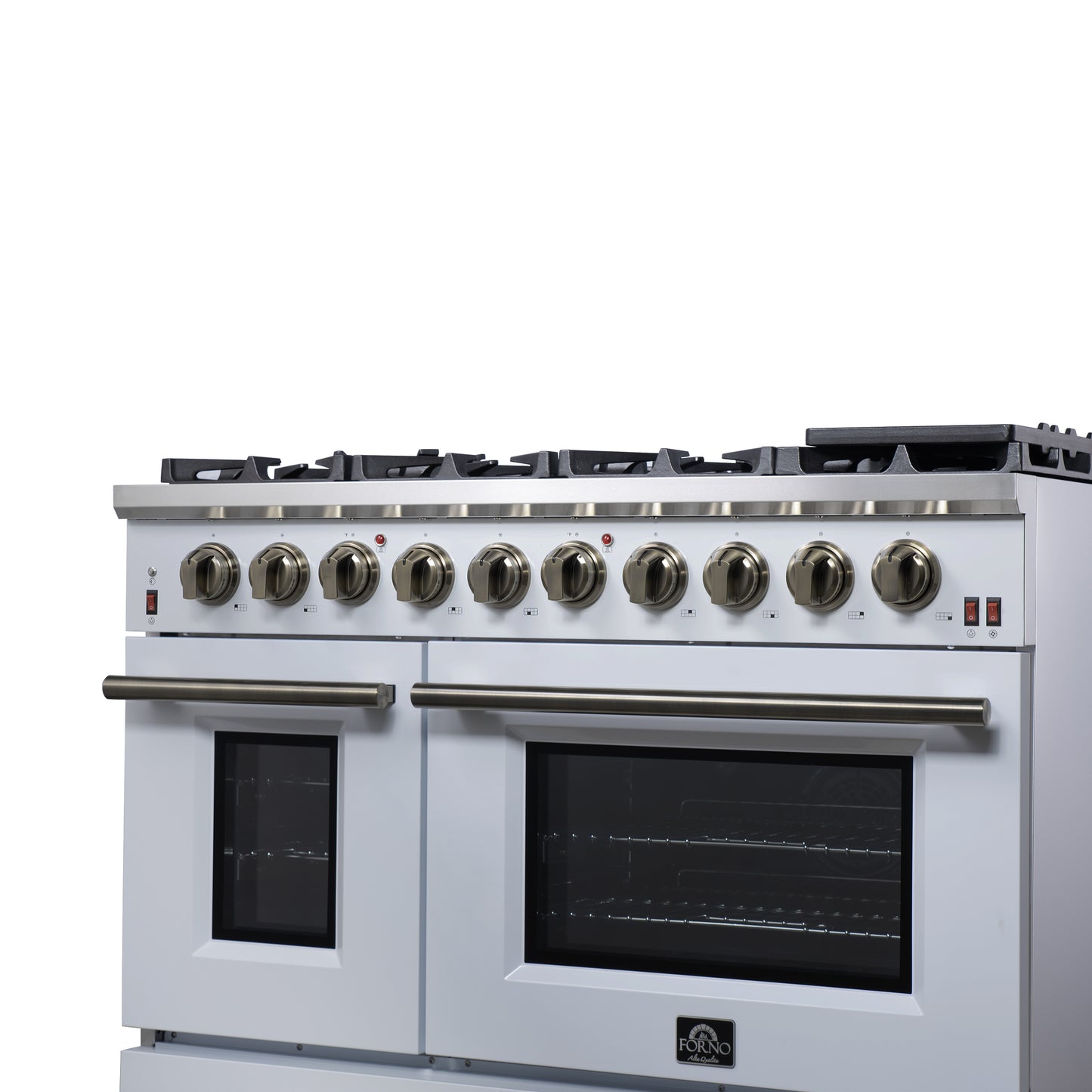 Forno Massimo 48-Inch White Freestanding Gas Range, 8 Burners, True Convection Oven - Forno Appliances