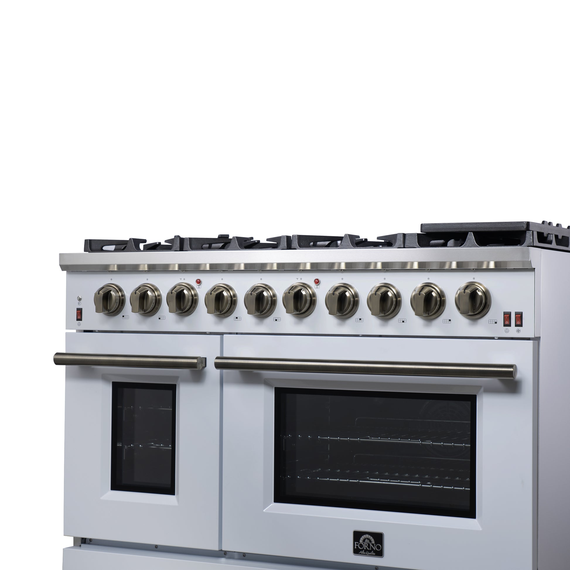 Forno Massimo 48-Inch White Freestanding Gas Range, 8 Burners, True Convection Oven - Forno Appliances