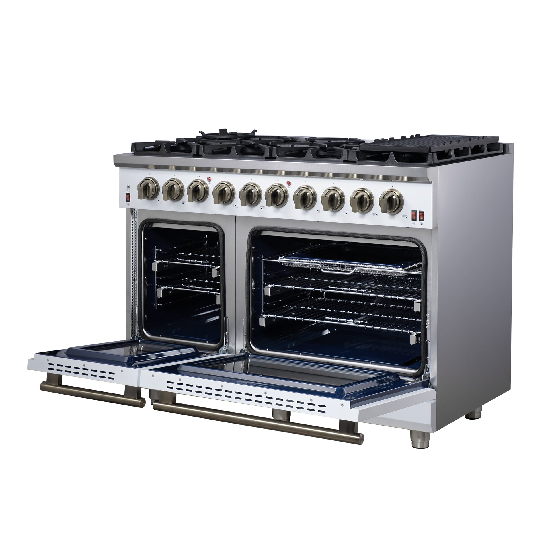 Forno Massimo 48-Inch White Freestanding Gas Range, 8 Burners, True Convection Oven - Forno Appliances