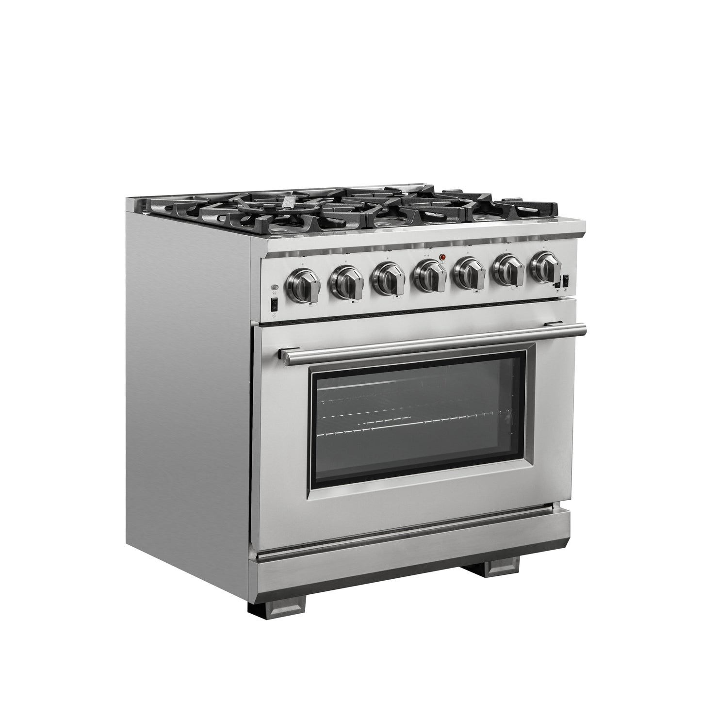 Cuisinière à gaz Forno Capriasca de 36 pouces, acier inoxydable, 6 brûleurs en laiton, 120 000 BTU, four à convection, économe en énergie