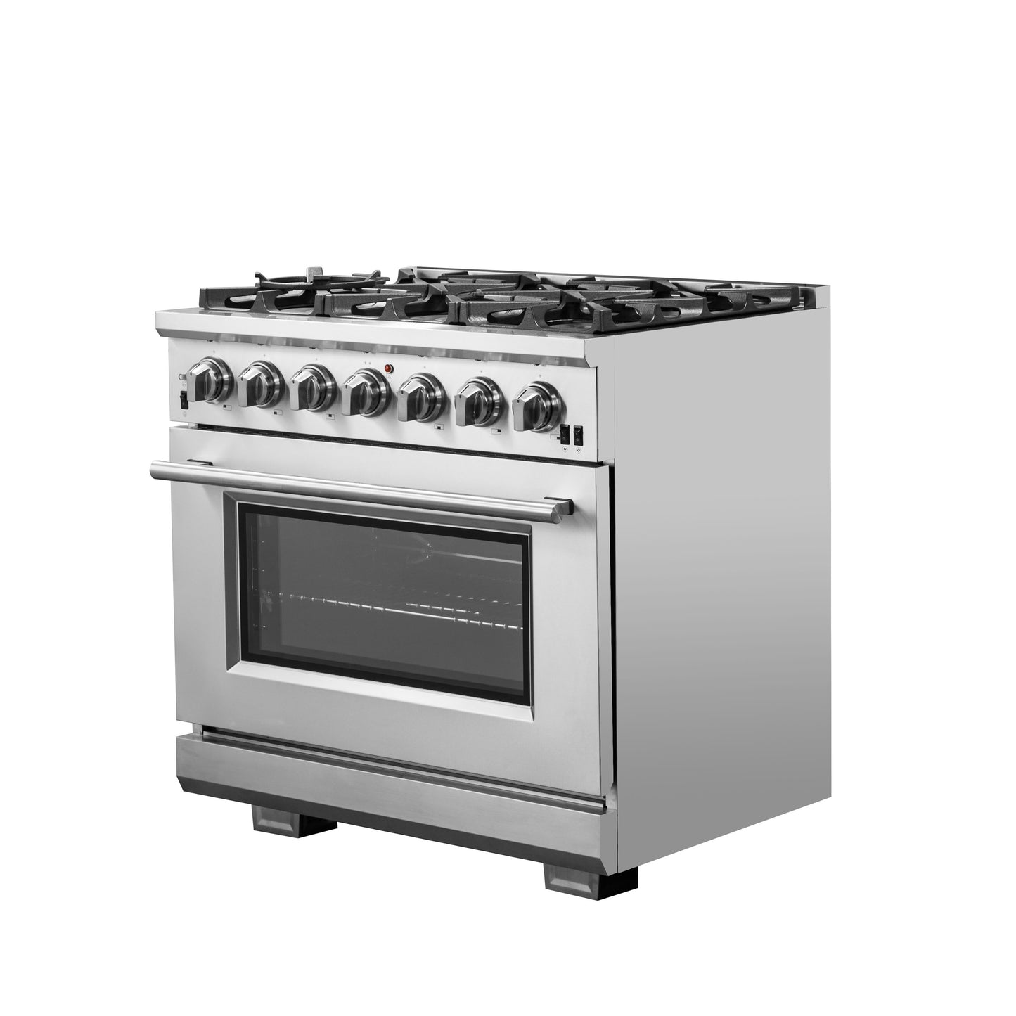 Cuisinière à gaz Forno Capriasca de 36 pouces, acier inoxydable, 6 brûleurs en laiton, 120 000 BTU, four à convection, économe en énergie