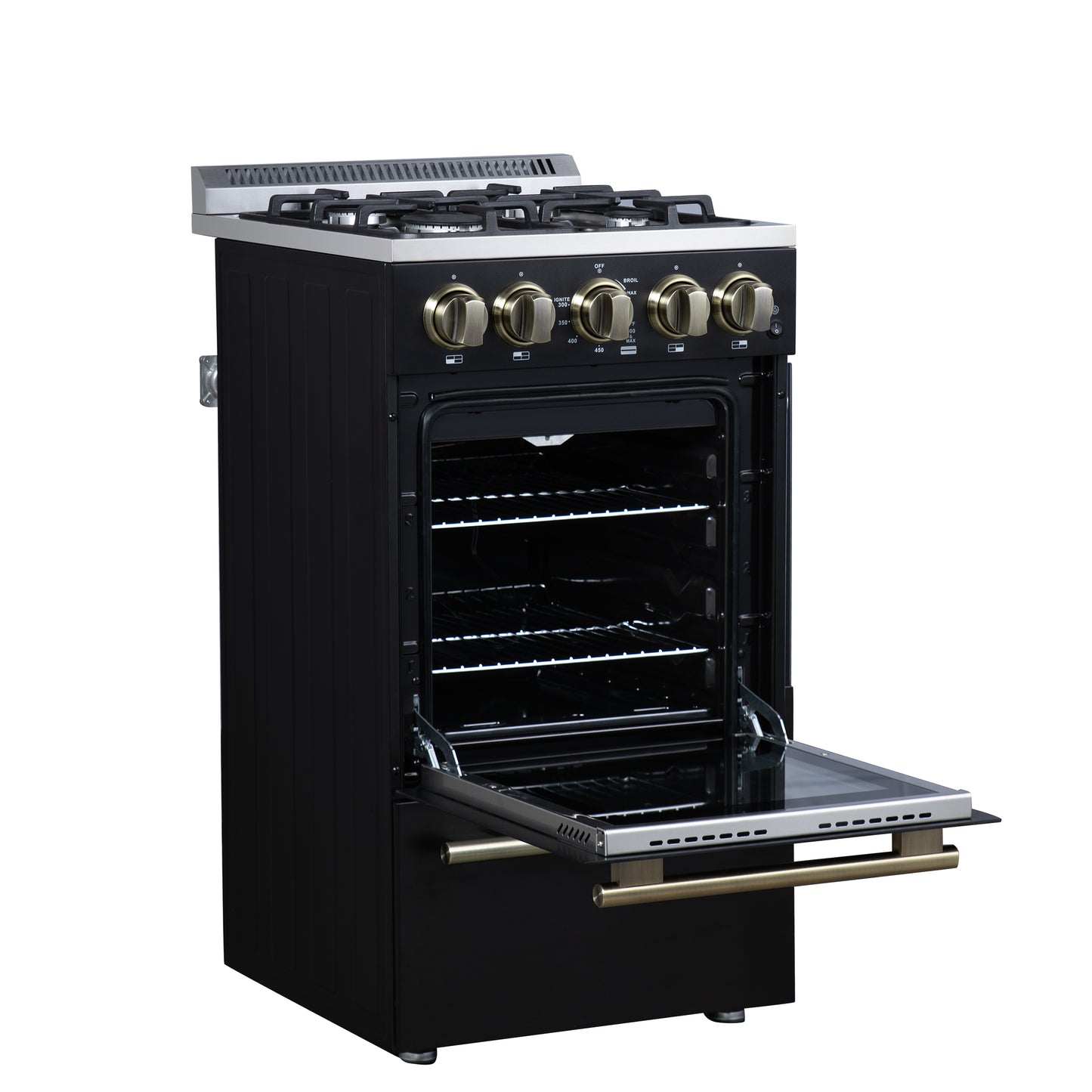Forno Lamazze 20 Inch Freestanding Gas Range in Black, Compact Design - Forno Appliances