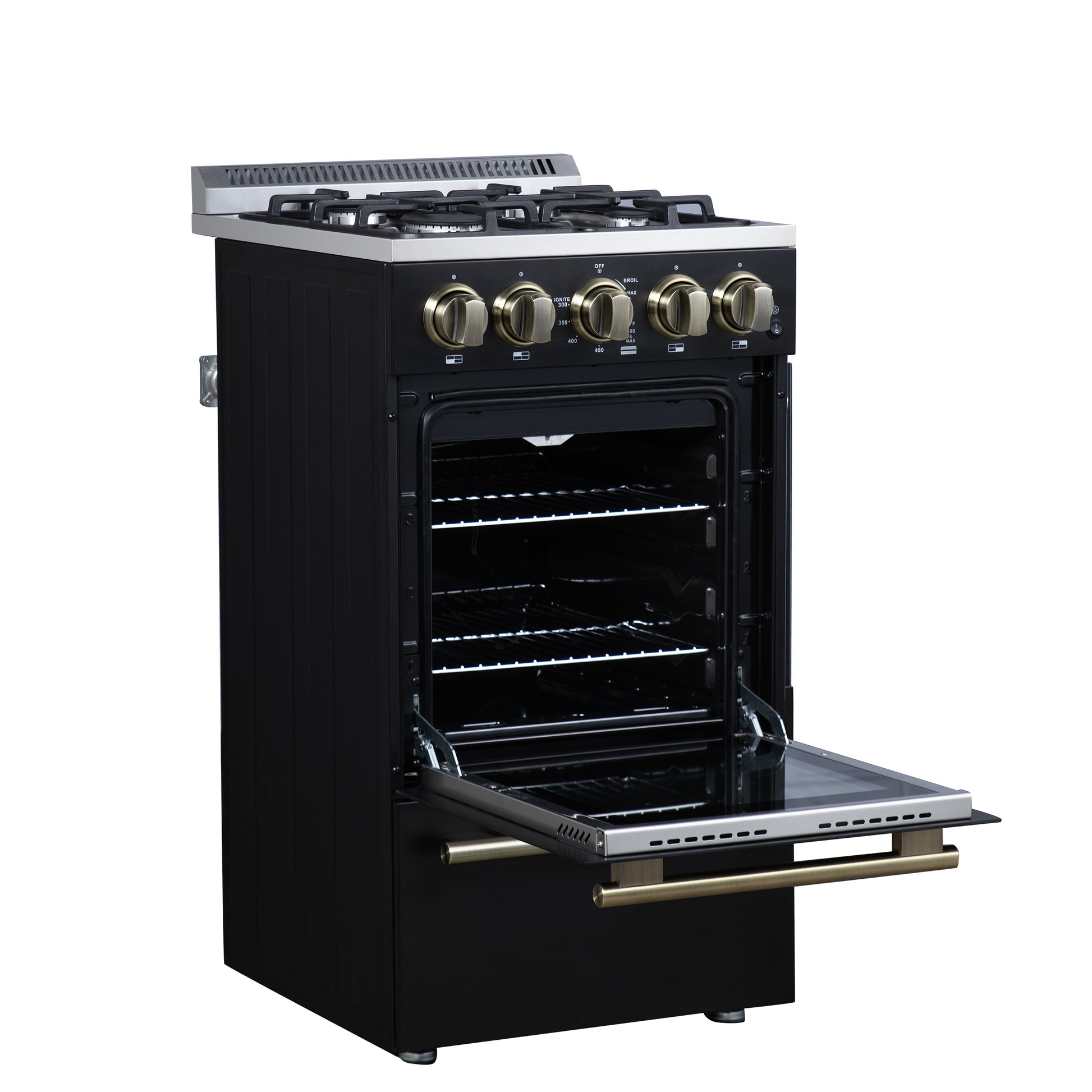 Forno Lamazze 20 Inch Freestanding Gas Range in Black, Compact Design - Forno Appliances