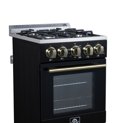 Forno Lamazze 20 Inch Freestanding Gas Range in Black, Compact Design - Forno Appliances