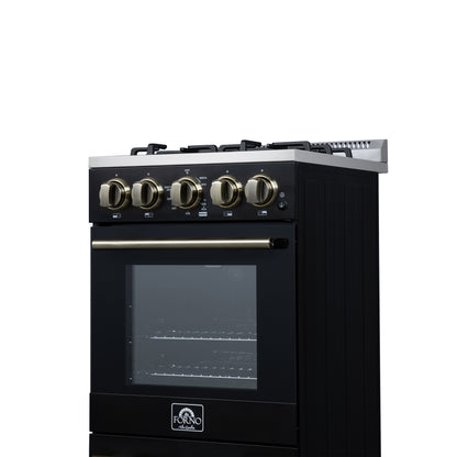 Forno Lamazze 20 Inch Freestanding Gas Range in Black, Compact Design - Forno Appliances