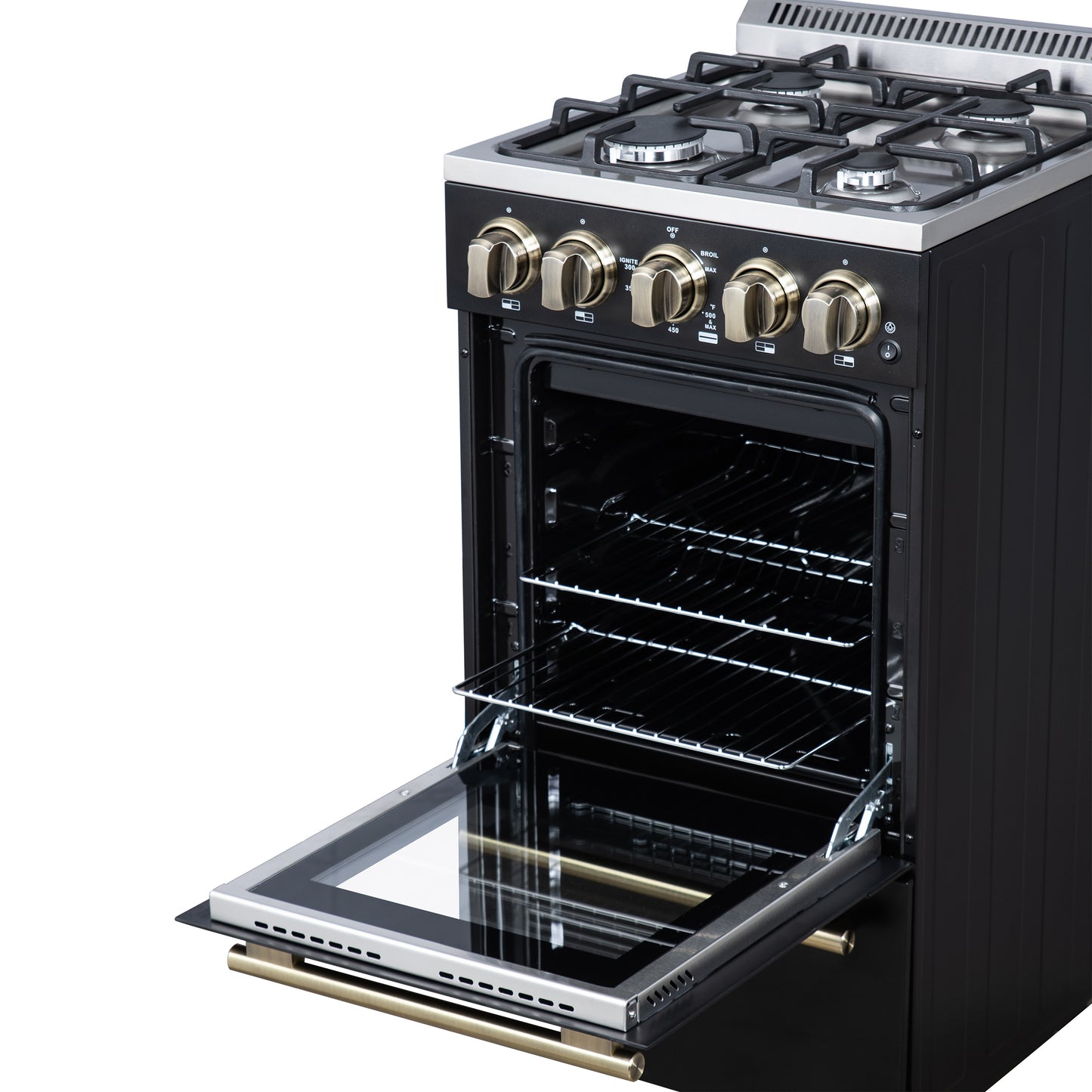 Forno Lamazze 20 Inch Freestanding Gas Range in Black, Compact Design - Forno Appliances