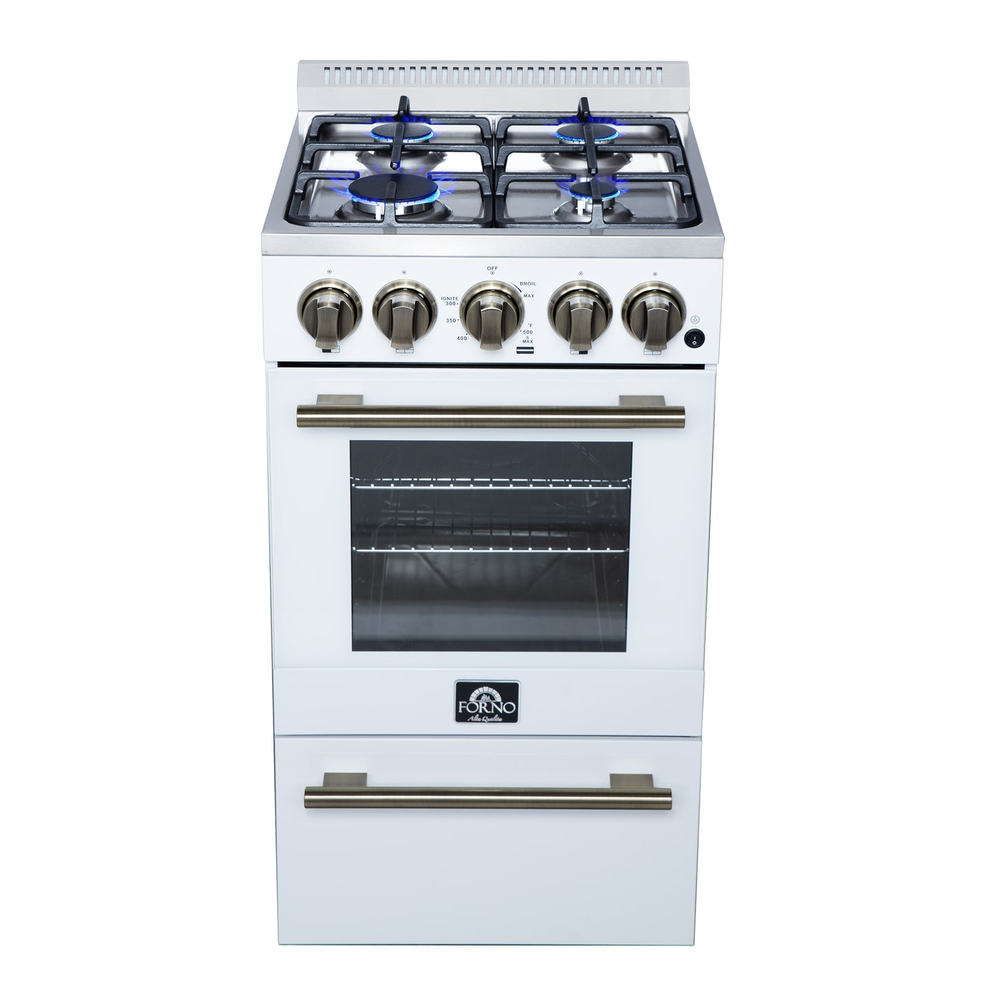 Forno Lamazze 20 Inch Freestanding Gas Range in White, Compact Design - Forno Appliances
