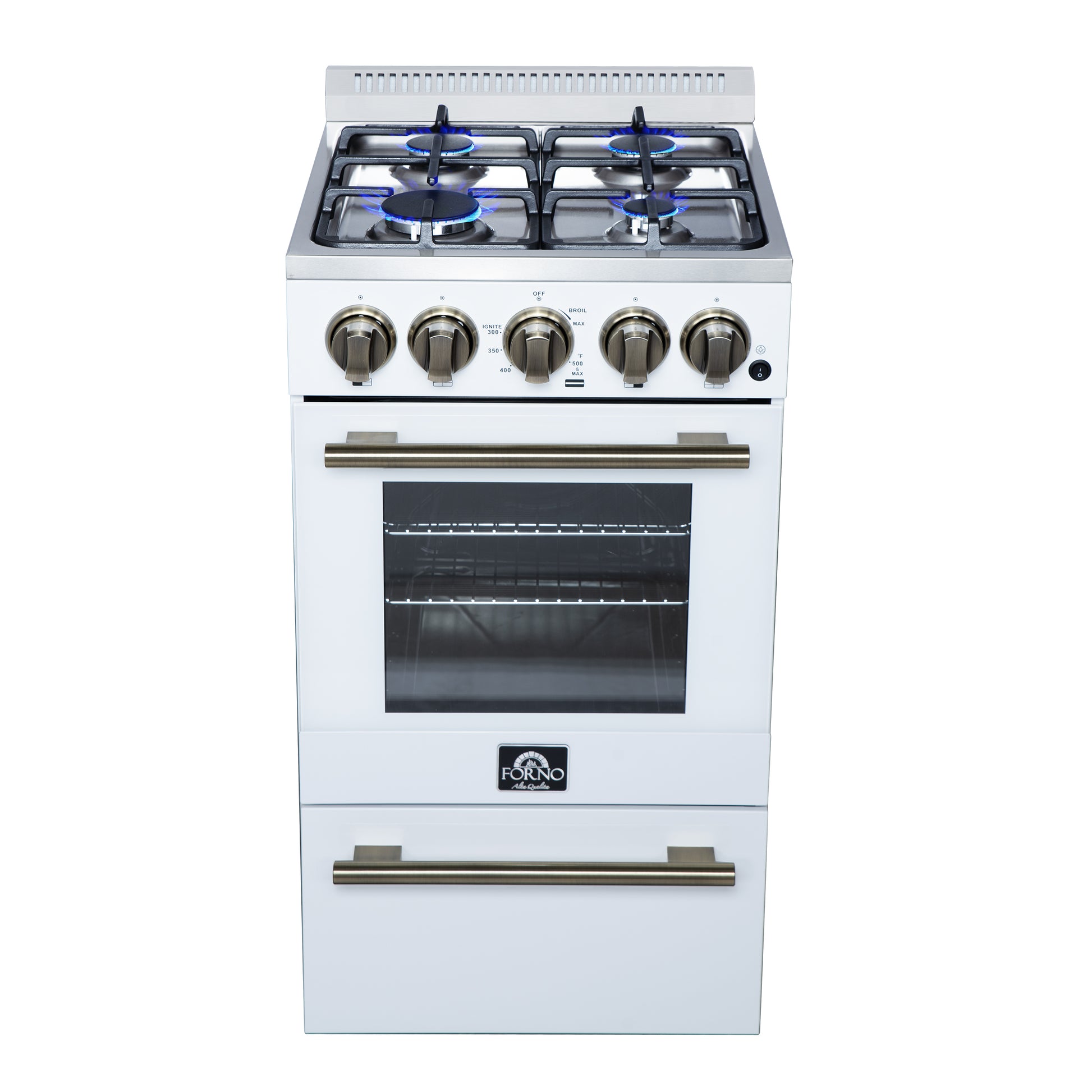 Forno Lamazze 20 Inch Freestanding Gas Range in White, Compact Design - Forno Appliances