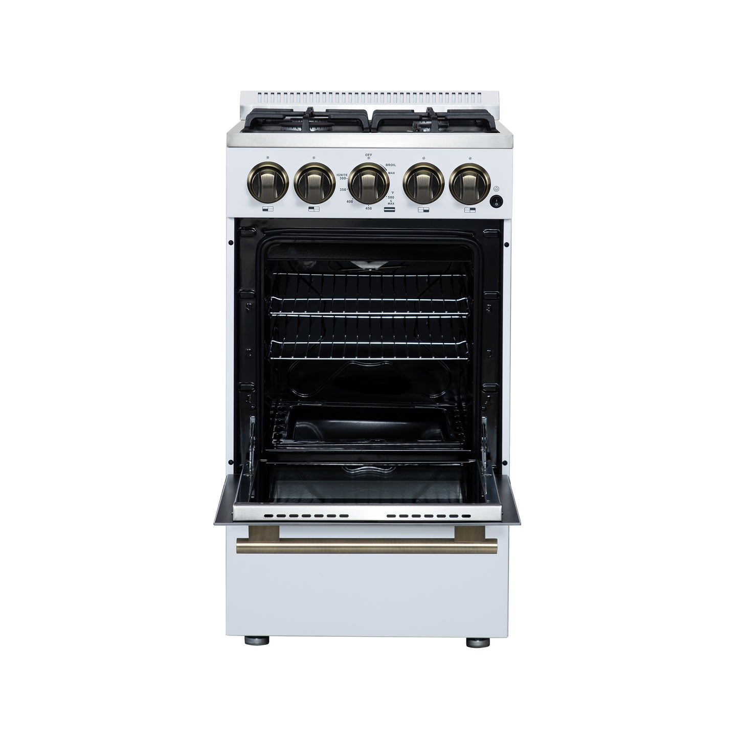 Forno Lamazze 20 Inch Freestanding Gas Range in White, Compact Design - Forno Appliances
