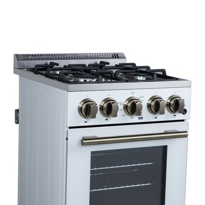 Forno Lamazze 20 Inch Freestanding Gas Range in White, Compact Design - Forno Appliances