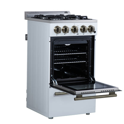 Forno Lamazze 20 Inch Freestanding Gas Range in White, Compact Design - Forno Appliances