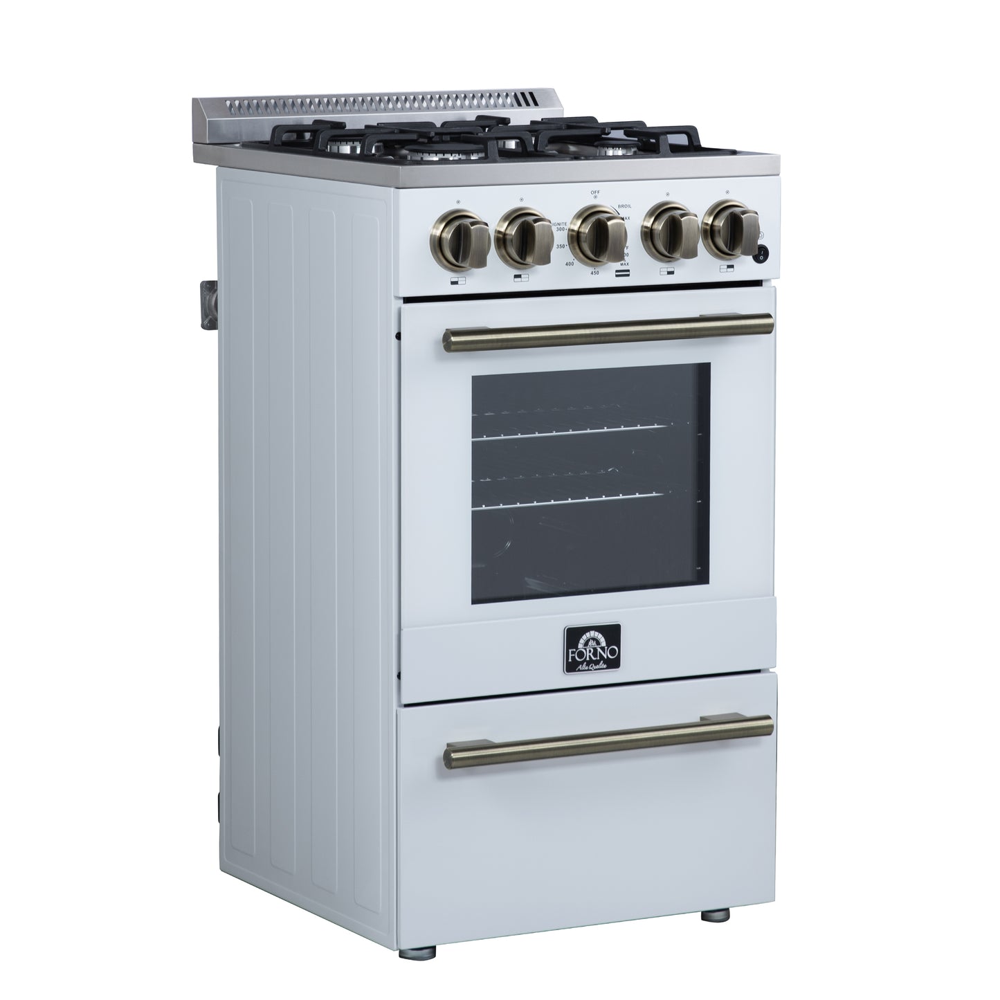 Forno Lamazze 20 Inch Freestanding Gas Range in White, Compact Design - Forno Appliances