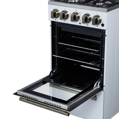 Forno Lamazze 20 Inch Freestanding Gas Range in White, Compact Design - Forno Appliances