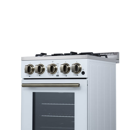 Forno Lamazze 20 Inch Freestanding Gas Range in White, Compact Design - Forno Appliances