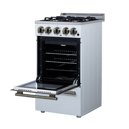 Forno Lamazze 20 Inch Freestanding Gas Range in White, Compact Design - Forno Appliances