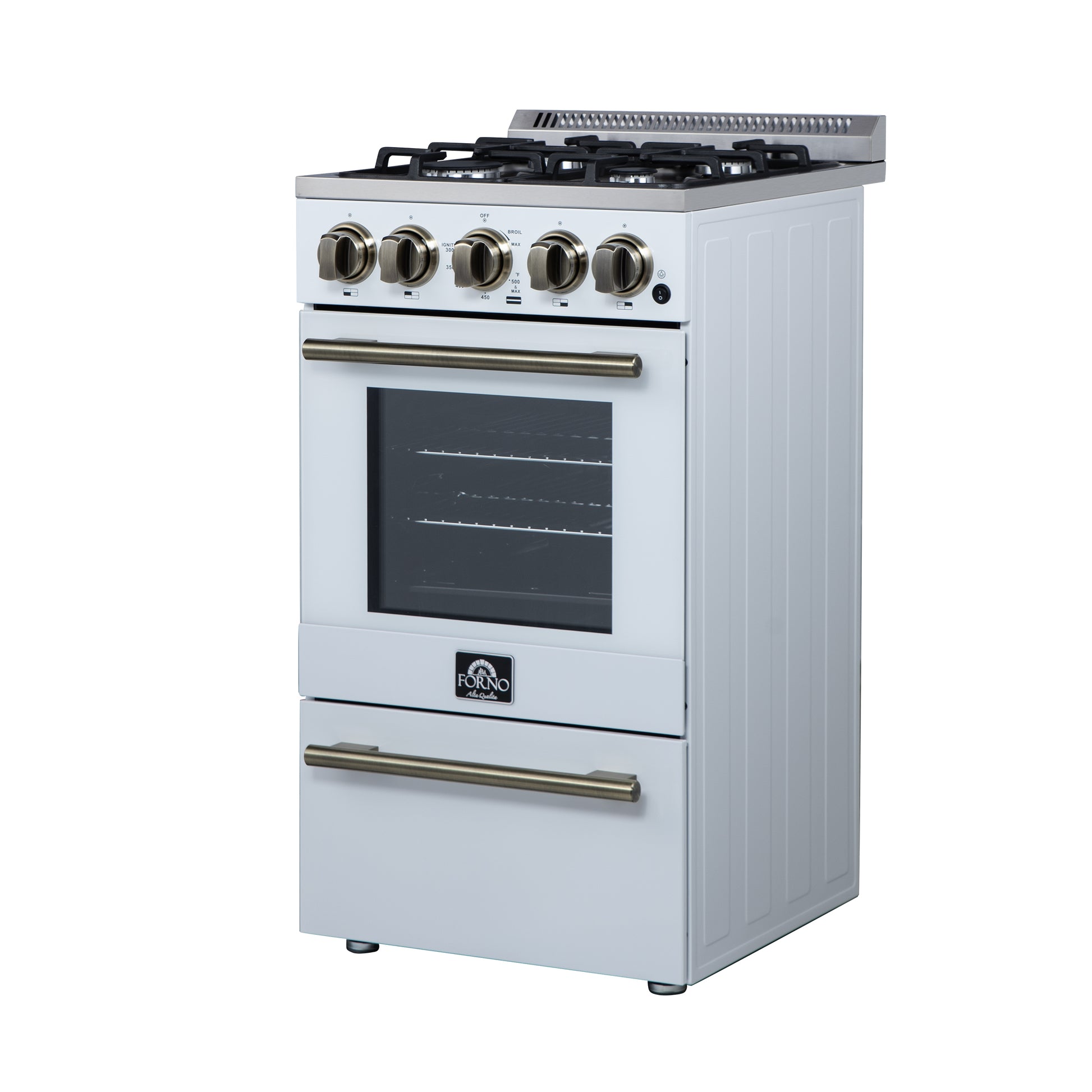 Forno Lamazze 20 Inch Freestanding Gas Range in White, Compact Design - Forno Appliances