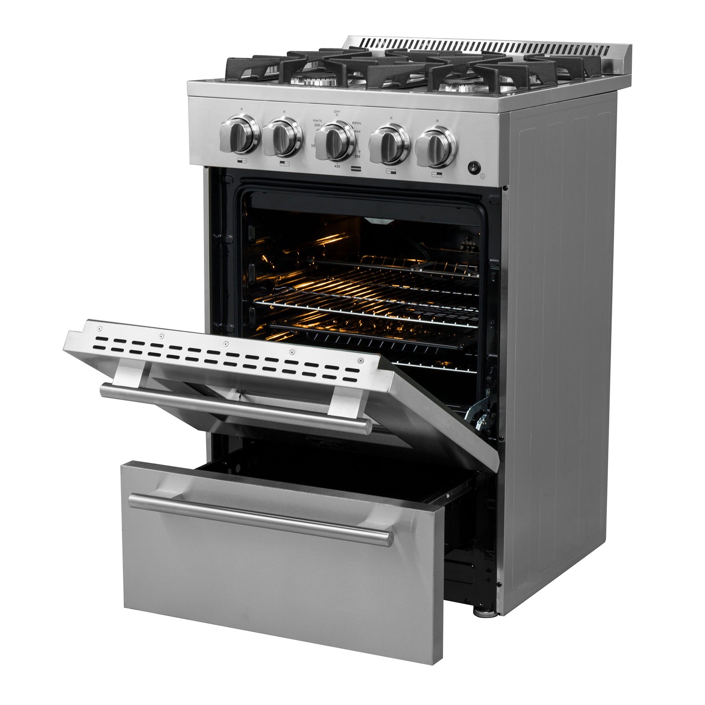 Forno Breno 24-Inch Freestanding Gas Range, Compact Design, Energy Efficient - Forno Appliances