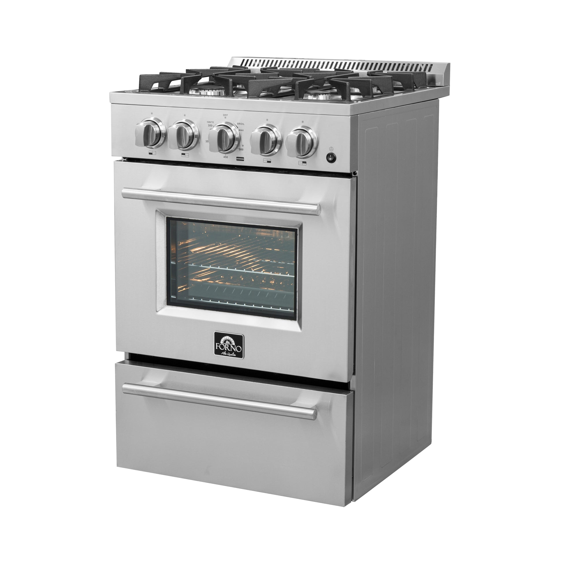 Forno Breno 24-Inch Freestanding Gas Range, Compact Design, Energy Efficient - Forno Appliances