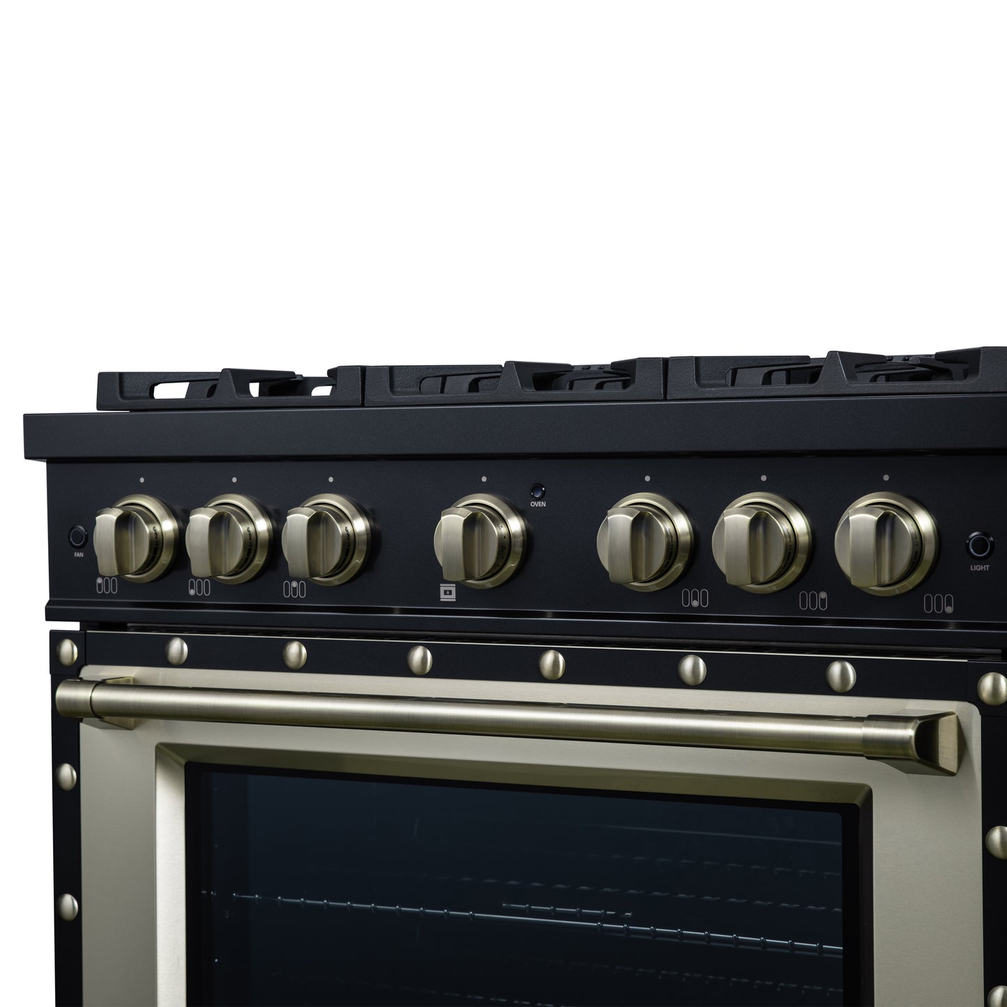 Valente 36" Gas Range in Black, 6 Sealed Burnes, 71 000 BTU Cooktop Output , 5.2 Cu.Ft. convection Oven, Telescopic Racks - Forno Appliances