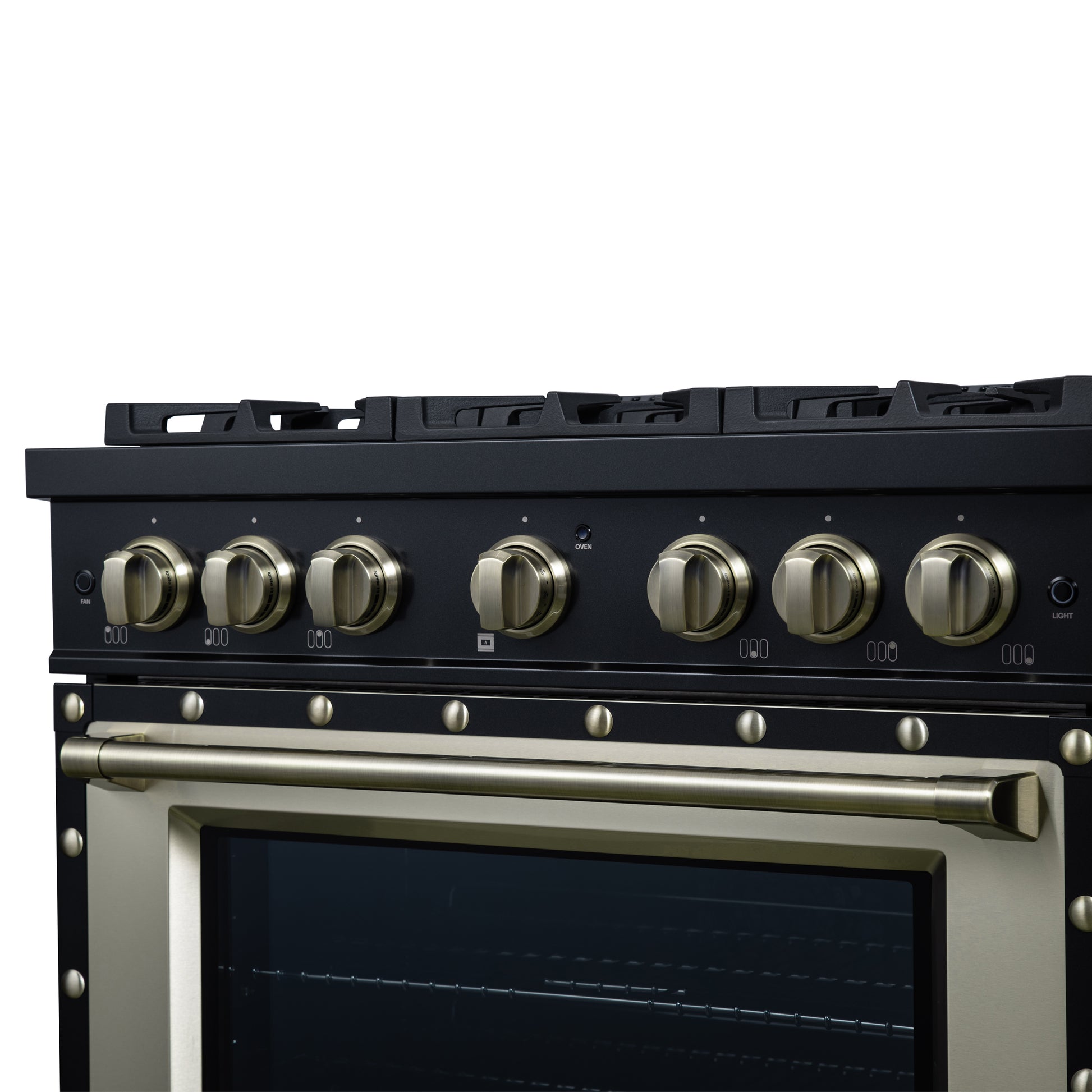 Valente 36" Gas Range in Black, 6 Sealed Burnes, 71 000 BTU Cooktop Output , 5.2 Cu.Ft. convection Oven, Telescopic Racks - Forno Appliances