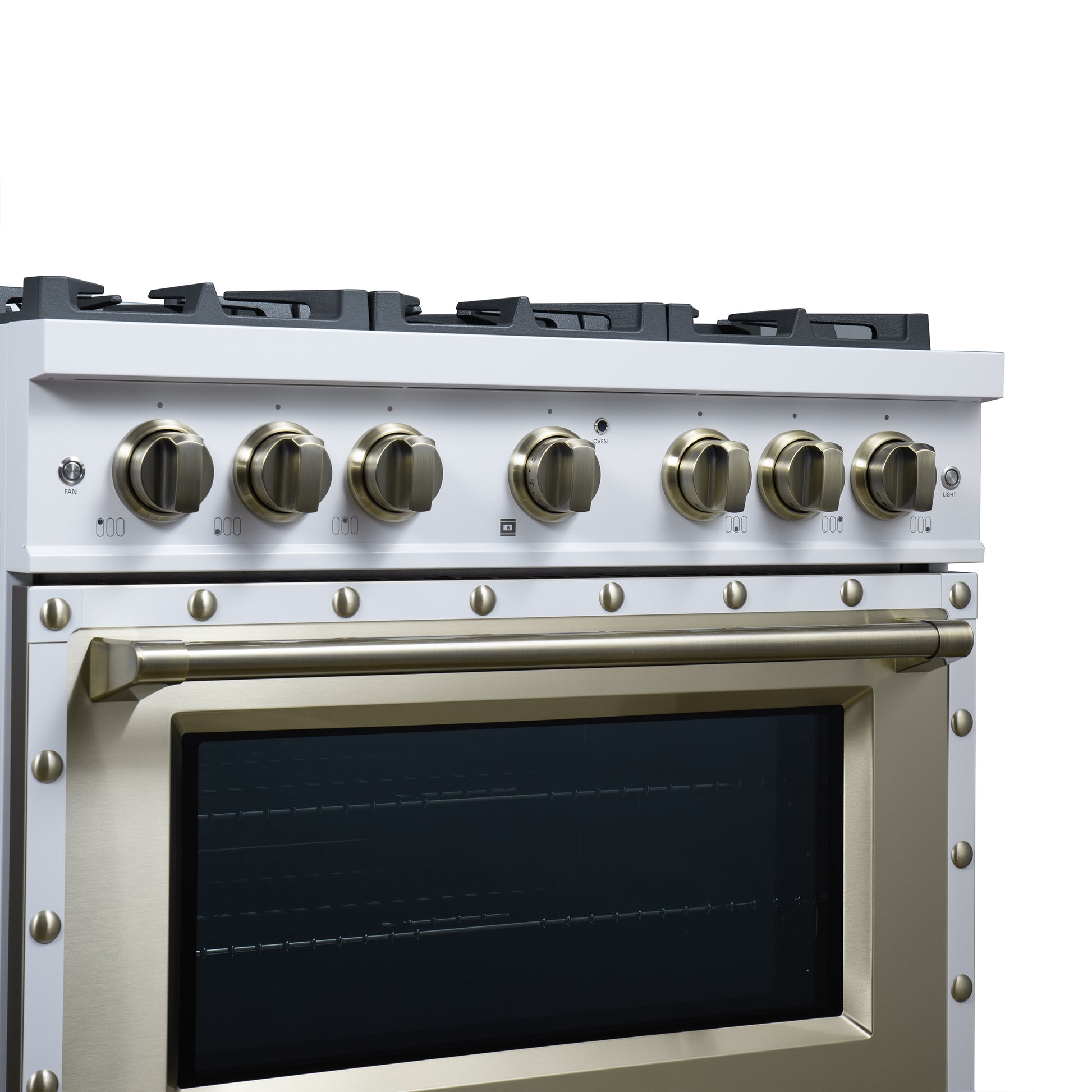 Valente 36" Gas Range in White, 6 Sealed Burnes, 71 000 BTU Cooktop Output , 5.2 Cu.Ft. convection Oven, Telescopic Racks - Forno Appliances
