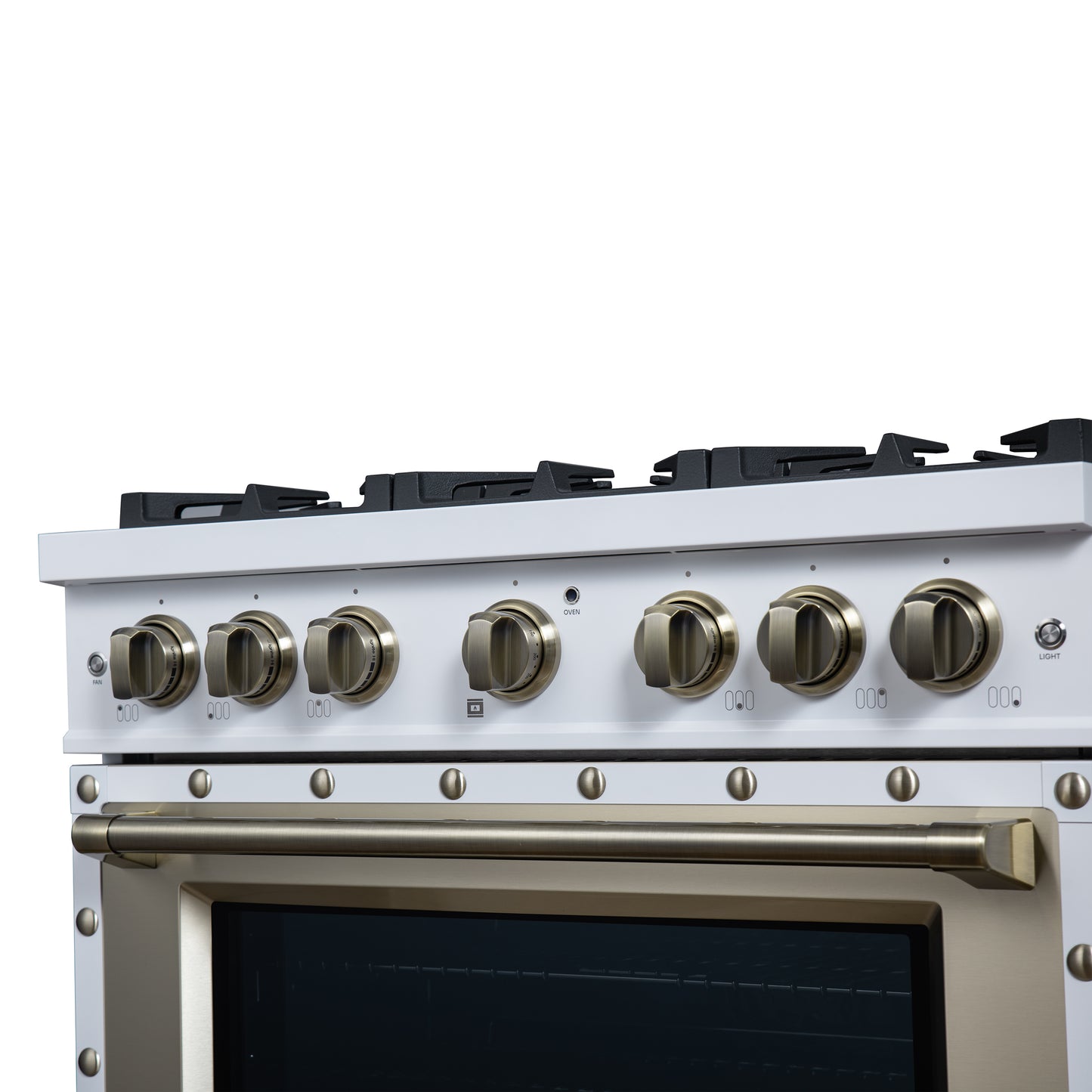 Valente 36" Gas Range in White, 6 Sealed Burnes, 71 000 BTU Cooktop Output , 5.2 Cu.Ft. convection Oven, Telescopic Racks - Forno Appliances