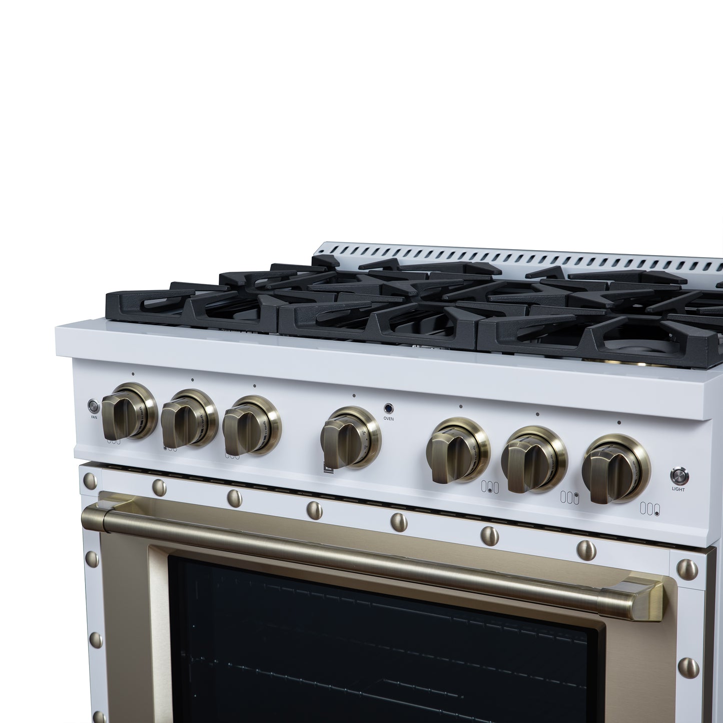 Valente 36" Gas Range in White, 6 Sealed Burnes, 71 000 BTU Cooktop Output , 5.2 Cu.Ft. convection Oven, Telescopic Racks - Forno Appliances