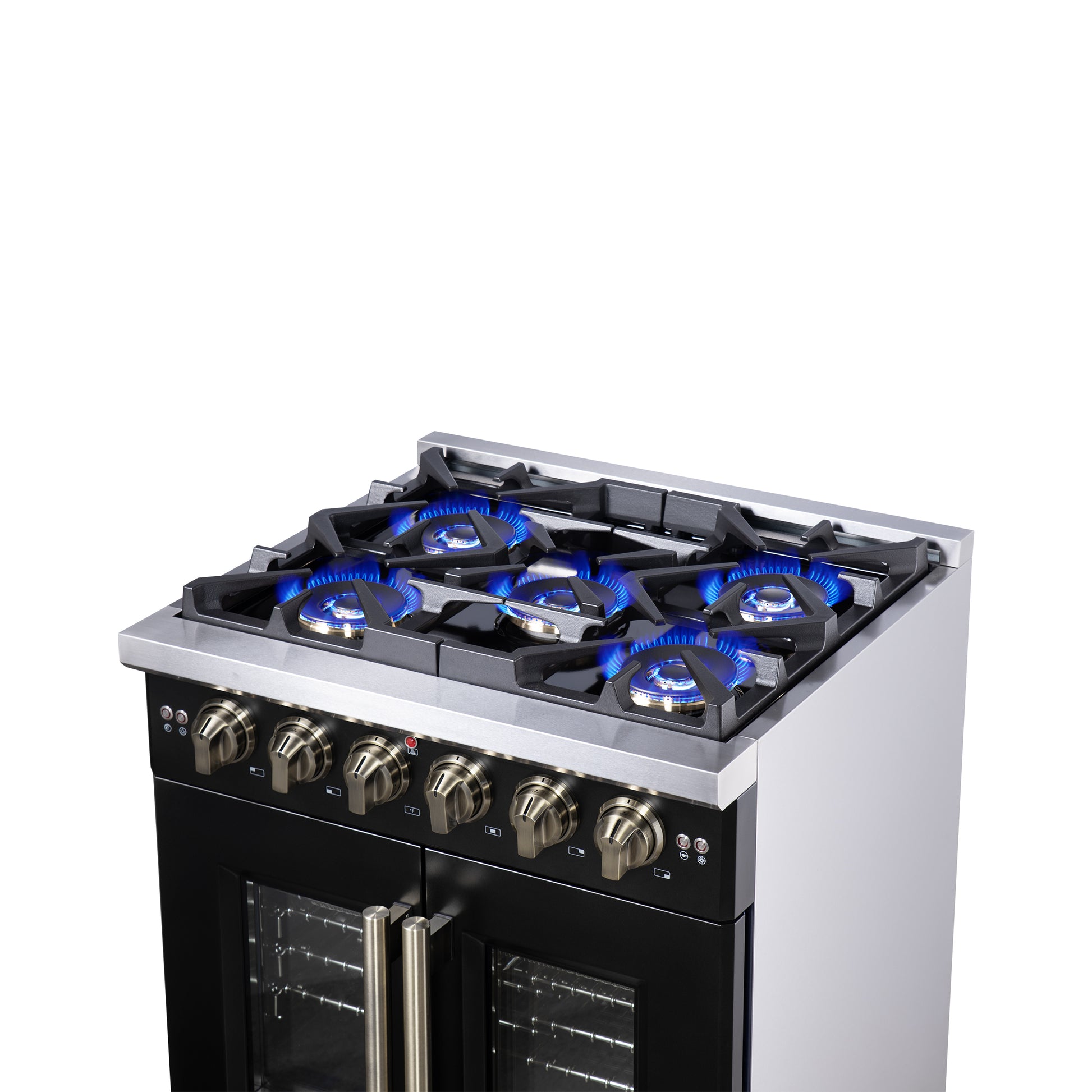 Forno Capriasca 30-Inch Freestanding French Door Gas Range, 4 Burners, Convection Oven, Energy Efficient - Forno Appliances