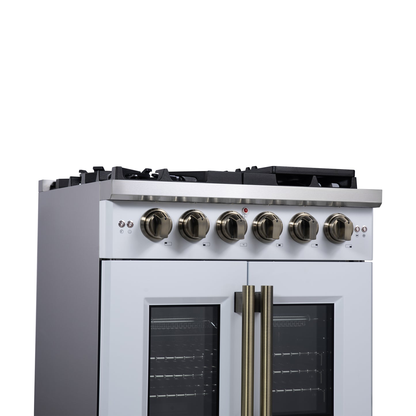 Forno Capriasca 30-Inch White Freestanding French Door Gas Range, 4 Burners, Convection Oven, Energy Efficient - Forno Appliances