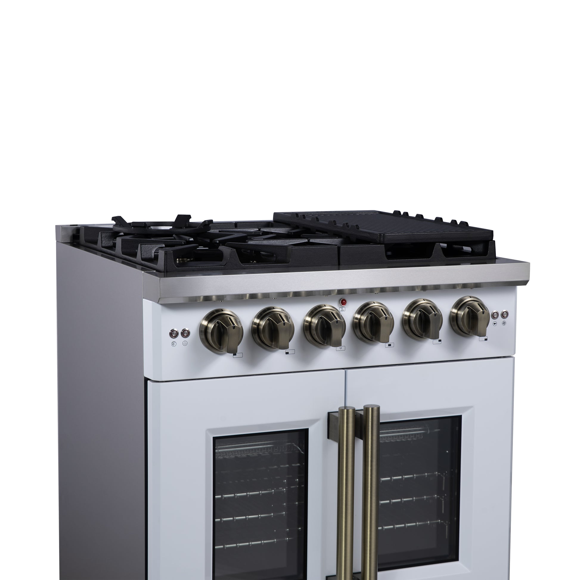 Forno Capriasca 30-Inch White Freestanding French Door Gas Range, 4 Burners, Convection Oven, Energy Efficient - Forno Appliances