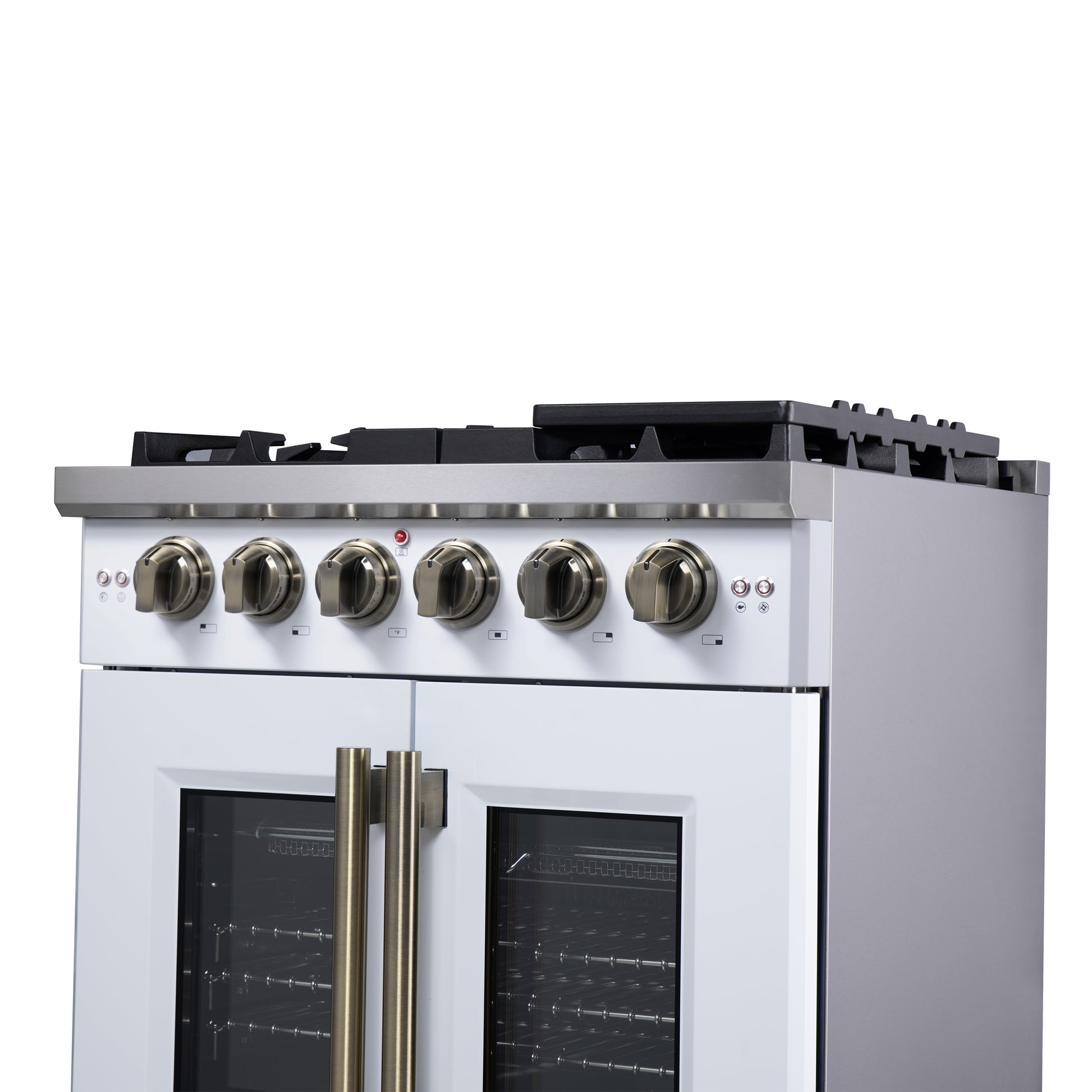 Forno Capriasca 30-Inch White Freestanding French Door Gas Range, 4 Burners, Convection Oven, Energy Efficient - Forno Appliances