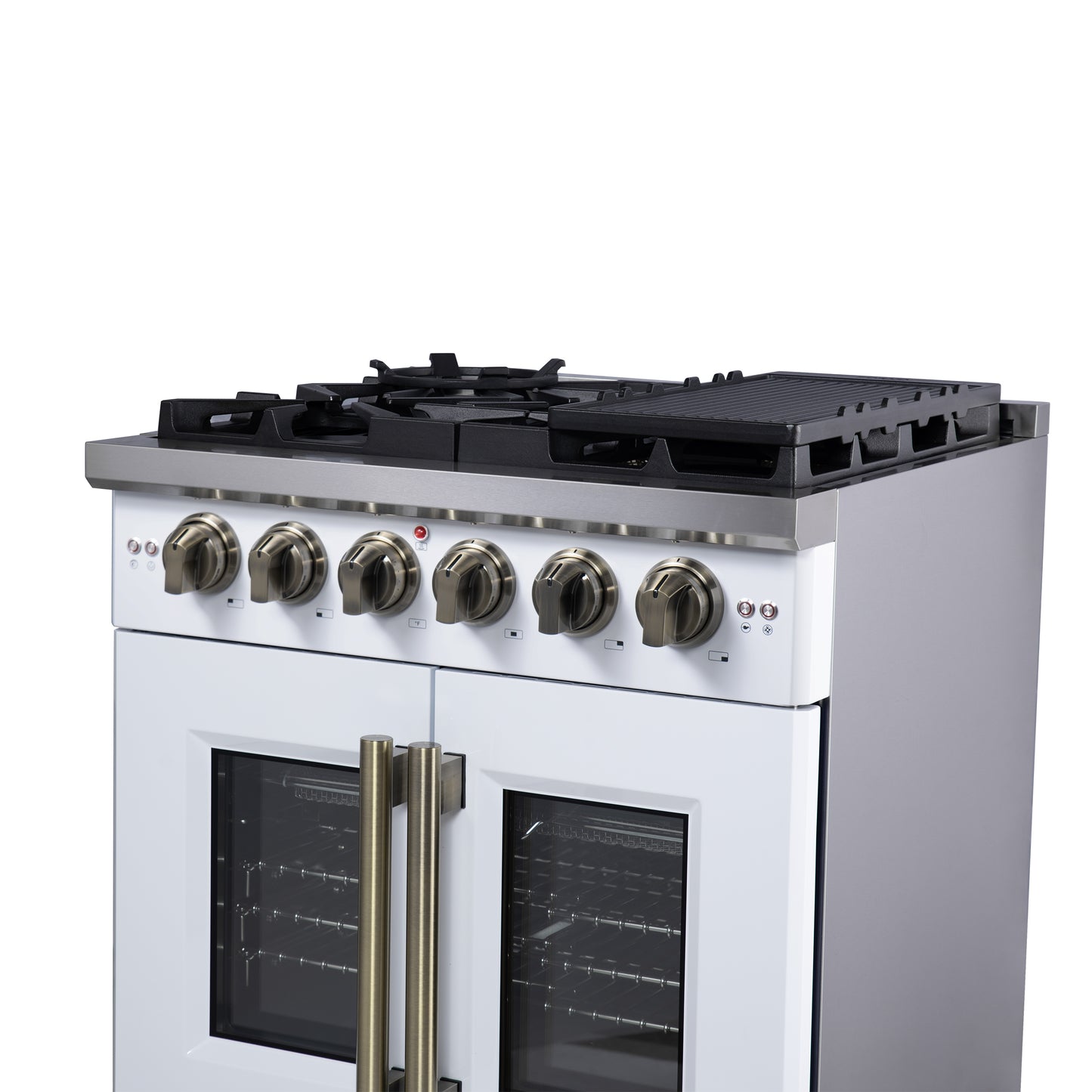 Forno Capriasca 30-Inch White Freestanding French Door Gas Range, 4 Burners, Convection Oven, Energy Efficient - Forno Appliances